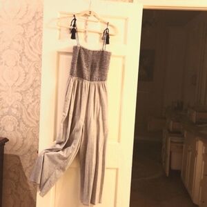 Women's navy wide leg jumpsuit